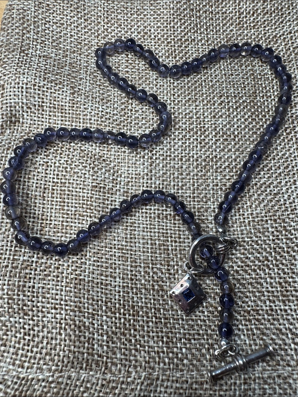 Toggle .925 Purple Beaded Pendant Necklace Like New